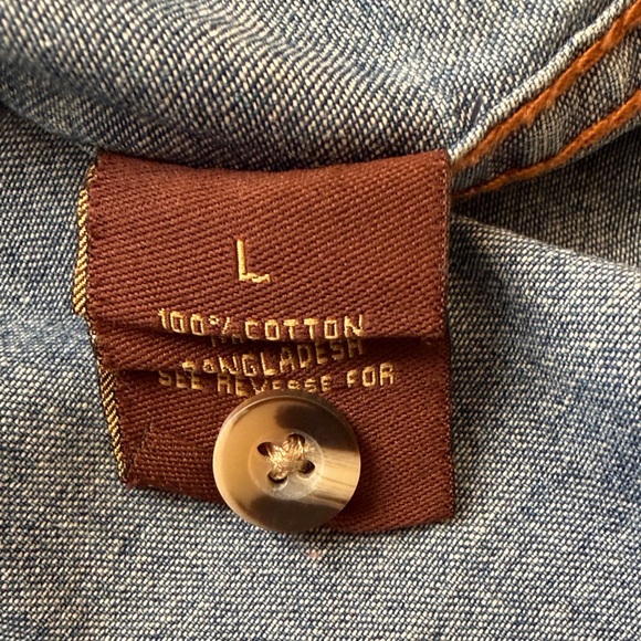 Denim Blue Casual Button-Down Shirt 100% Cotton - Picture 6 of 11